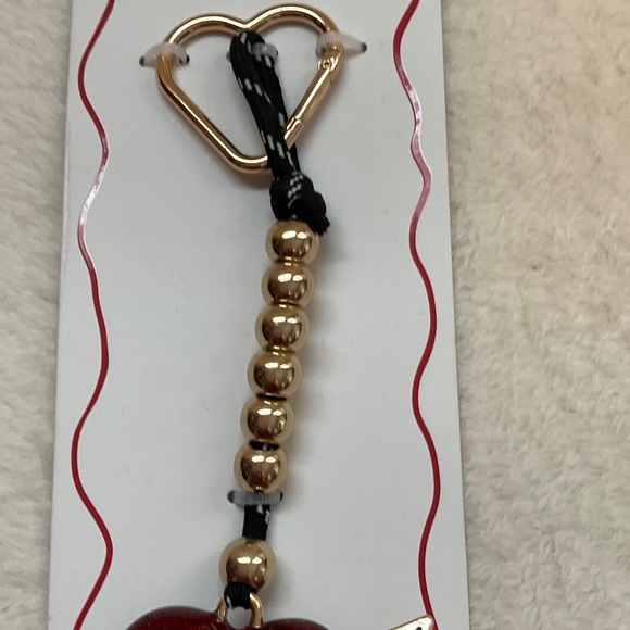 Studio Red Heart Bag Charm with Gold Beads - Picture 5 of 5